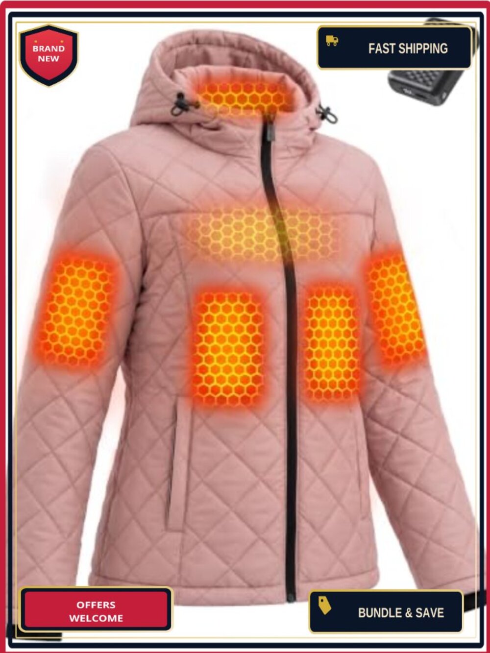 Women's Heated Jacket with Graphene Technology, Rechargeable 18400mAh Battery